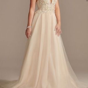 Spaghetti Strap Beaded Organza Wedding Dress.